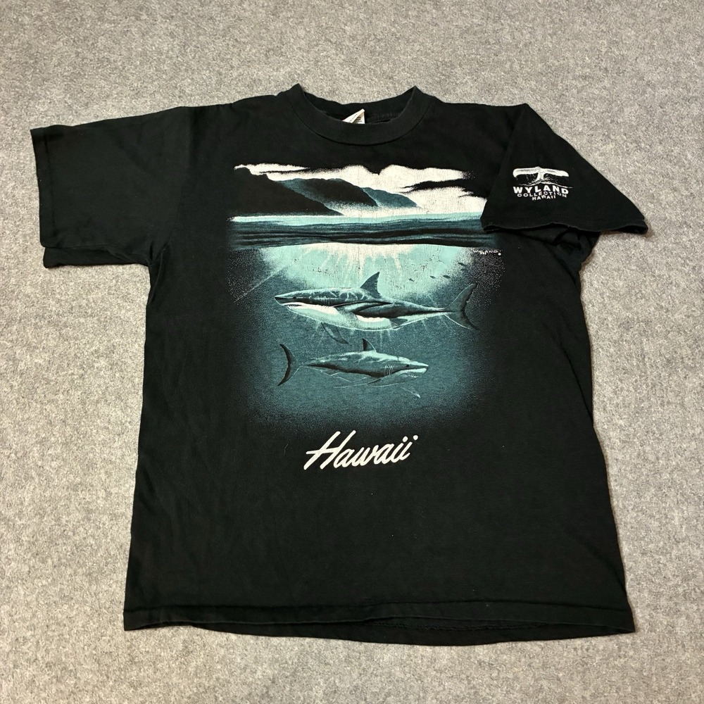 Vintage 80s Wyland Hawaii Shark T Shirt M Harlequin USA 1989 Ocean Nature Tee SS
